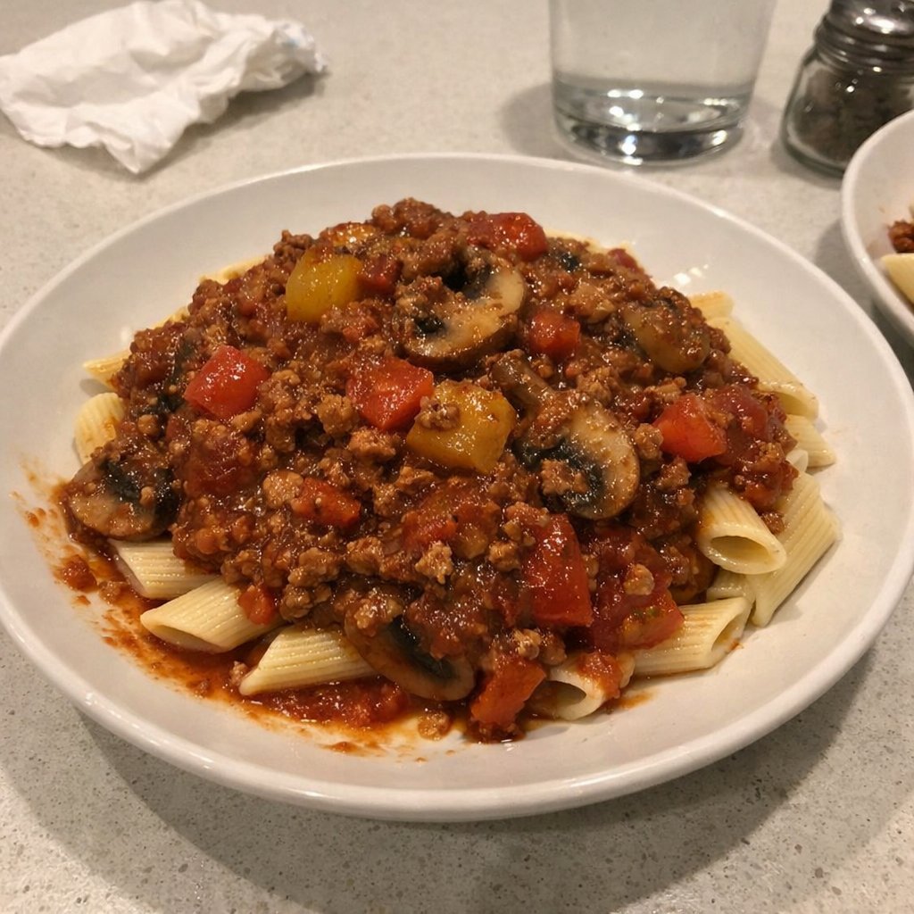 Bolognaise végétale aux champignons sur pâtes Catelli