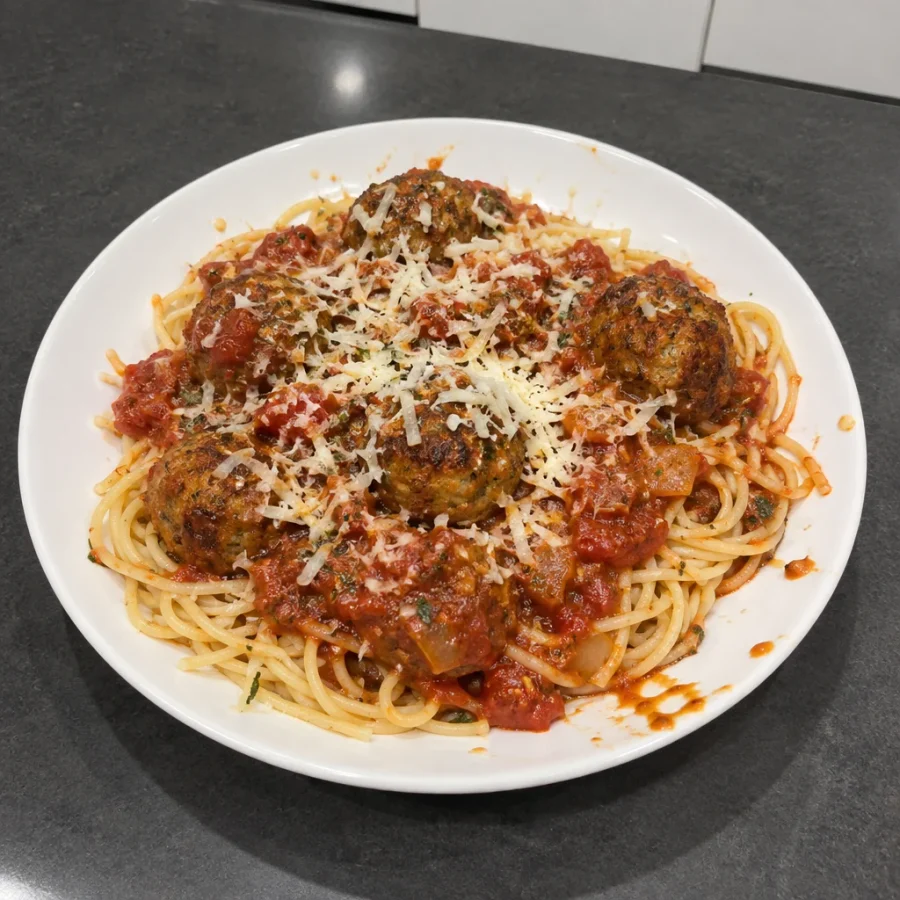 Boulettes à l'italienne, sauce tomate maison et spaghettis