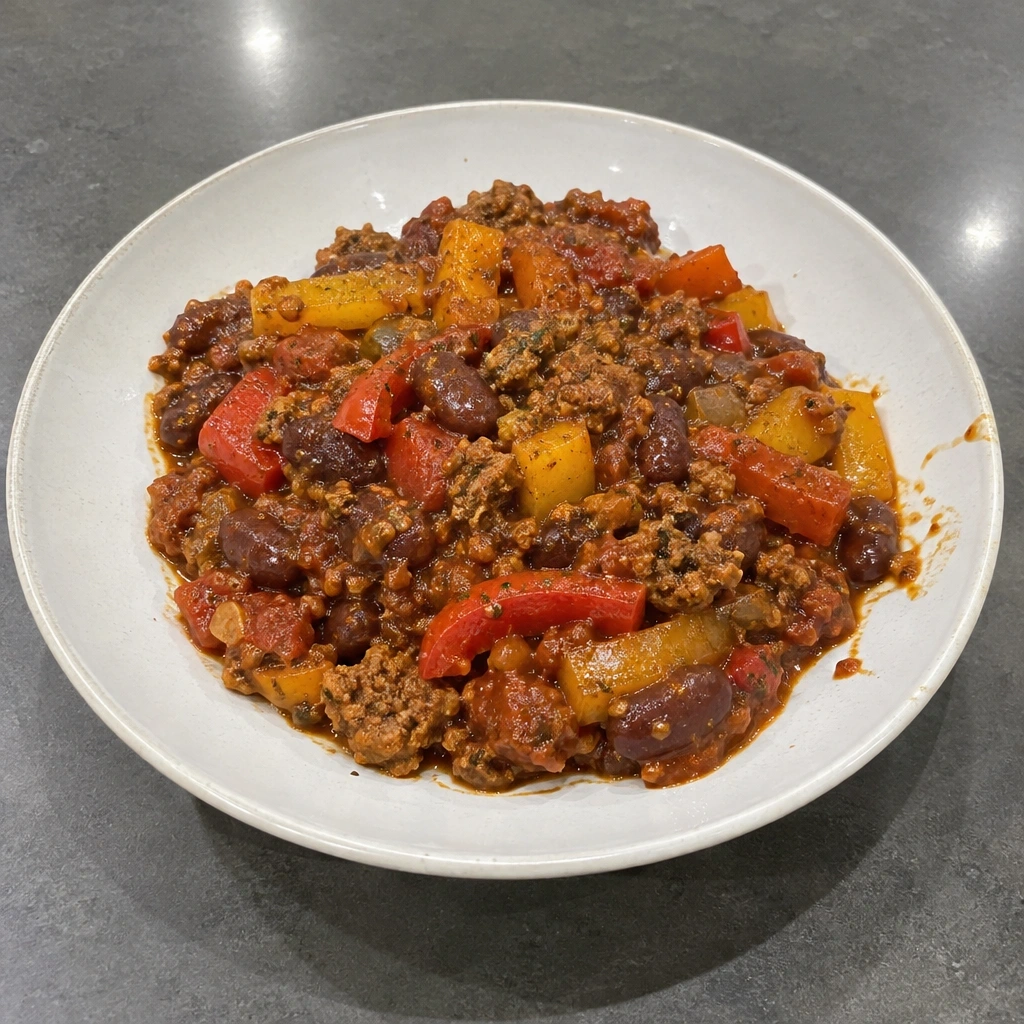 Chili végétarien Beyond Meat aux fèves et poivrons