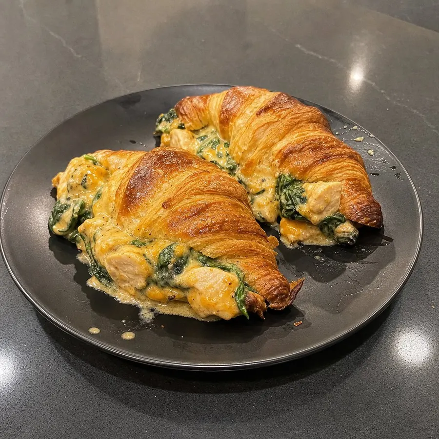 Croissants farcis au poulet et cheddar