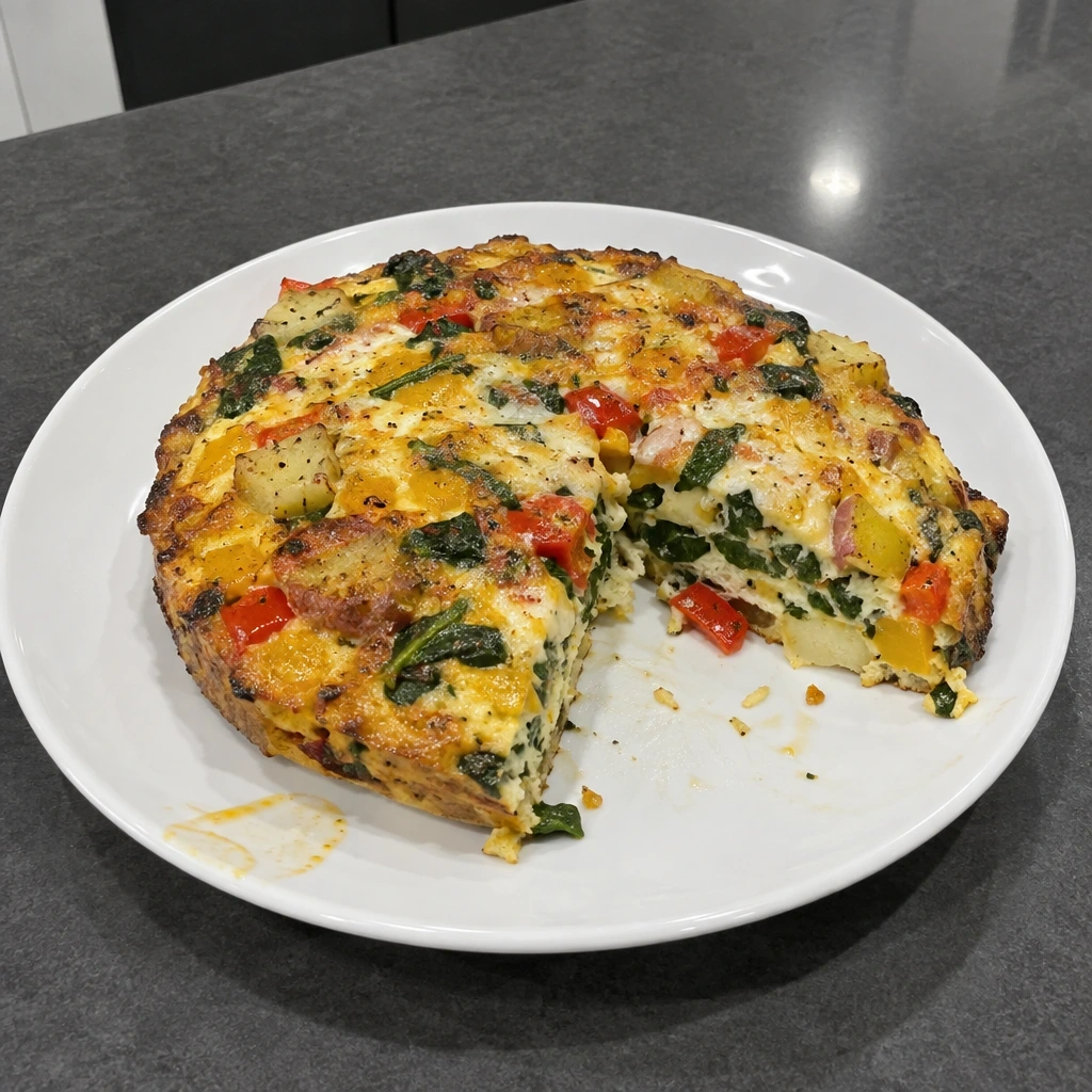 Frittata aux pommes de terre, poivrons et fromage