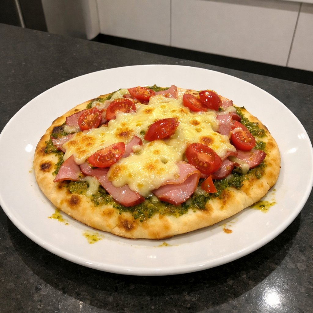 Naan-pizzas au pesto, jambon tranché Olymel et mozzarella fondante