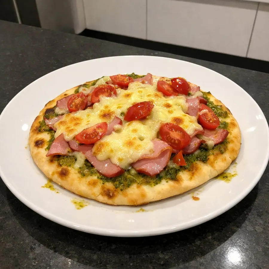 Naan-pizzas au pesto, jambon tranché Olymel et mozzarella fondante