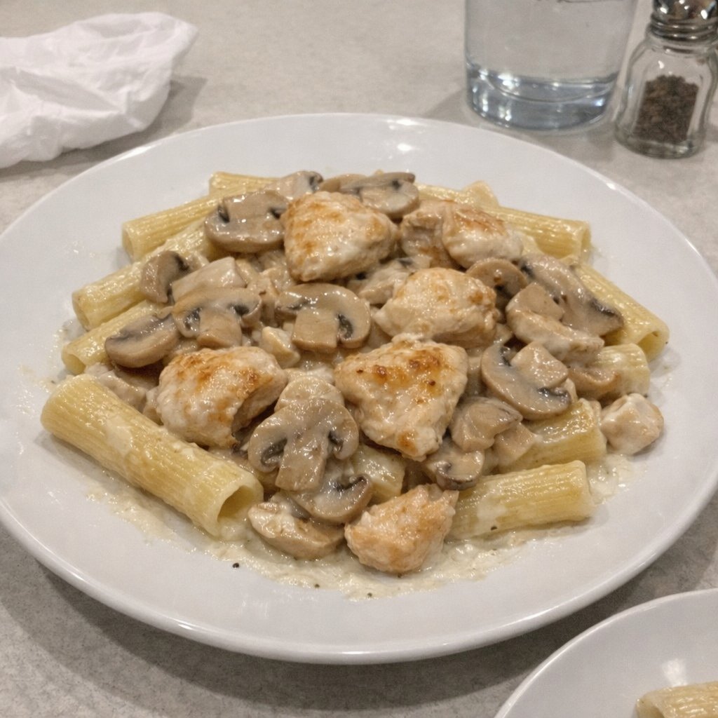 Pâtes crémeuses au poulet et champignons