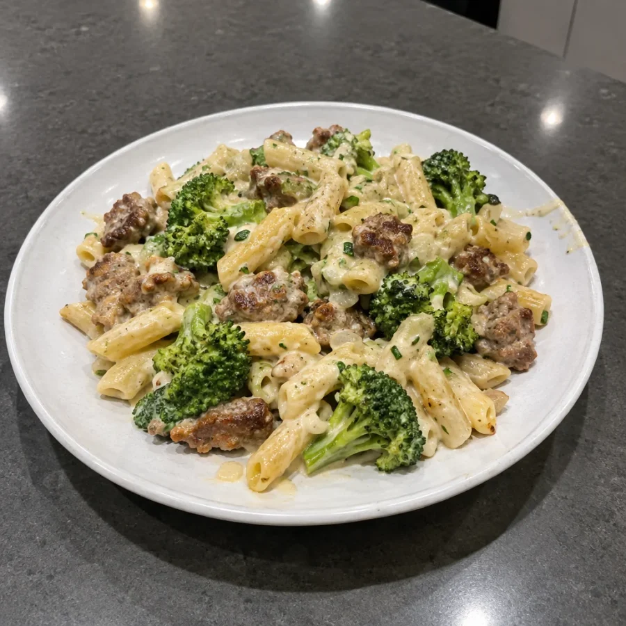 Pâtes crémeuses à la saucisse et au brocoli