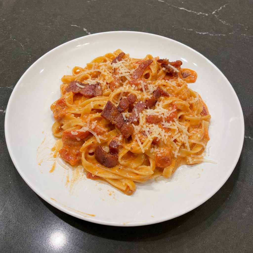 Pâtes fraîches sauce rosée au bacon Lafleur et parmesan
