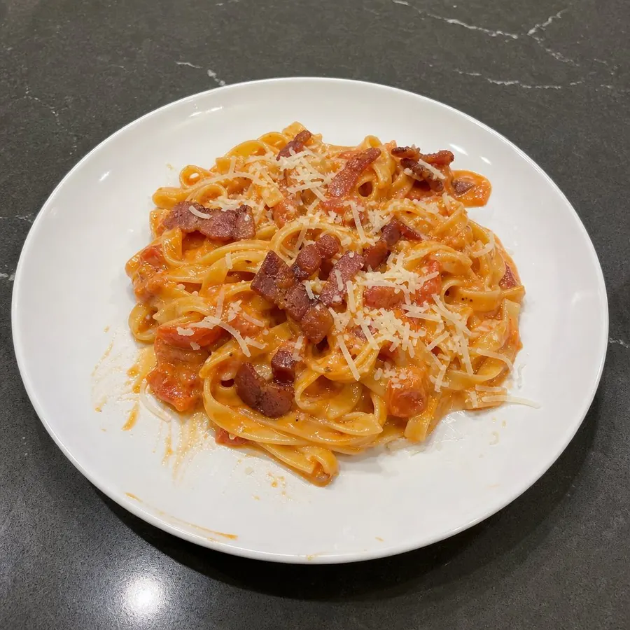 Pâtes fraîches sauce rosée au bacon Lafleur et parmesan