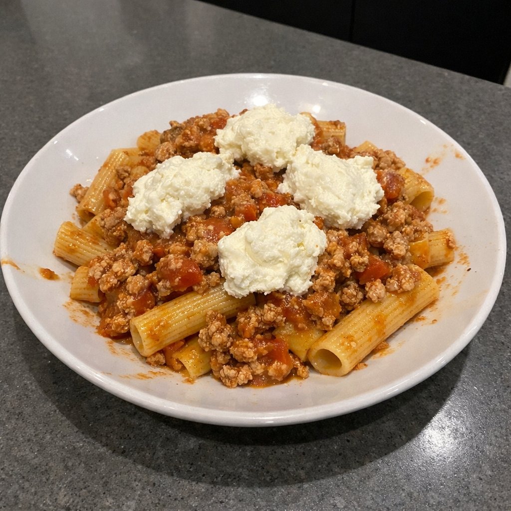 Pâtes Primo au poulet haché, sauce à la viande et ricotta