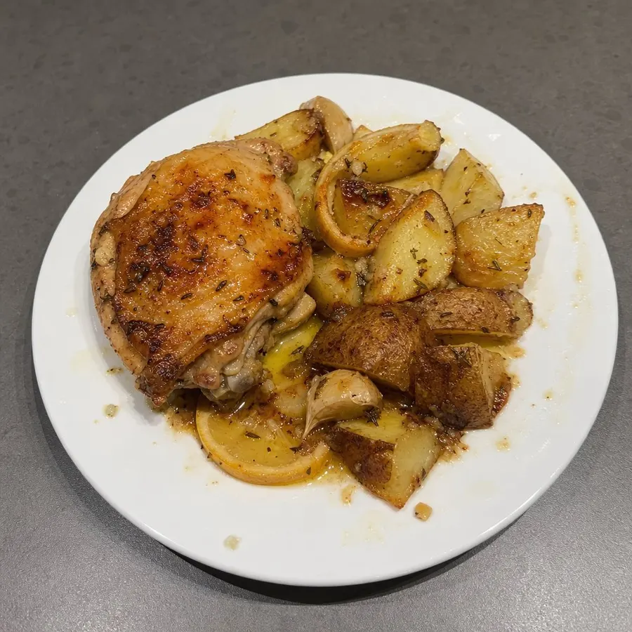 Poulet rôti au citron et pommes de terre Russet