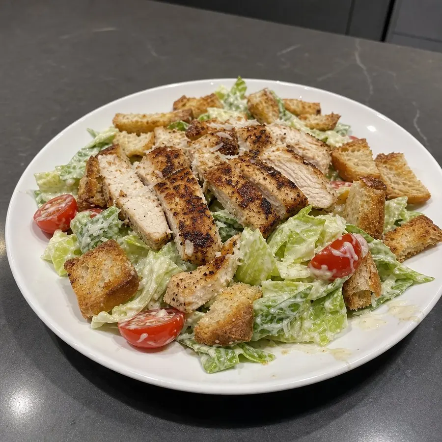 Salade César au poulet grillé et croûtons de levain