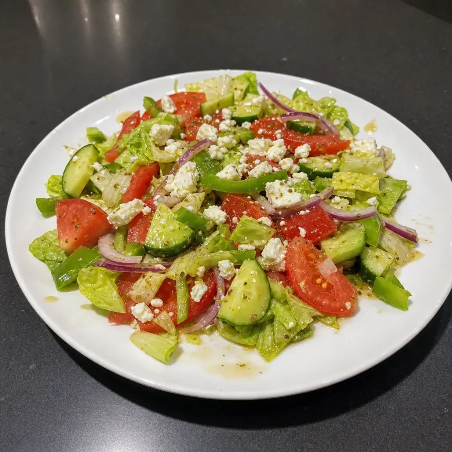 Salade grecque aux tomates, concombre et feta