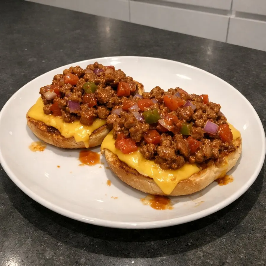 Sloppy Joes au bœuf haché sur pains grillés et fromage fondu