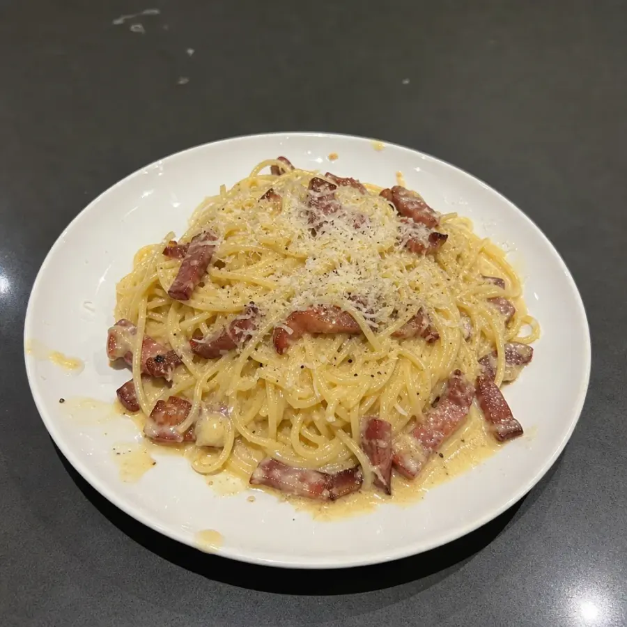 Spaghettini carbonara au bacon
