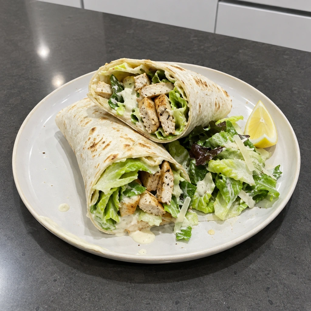 Wraps césar aux lanières de poulet et laitue croquante